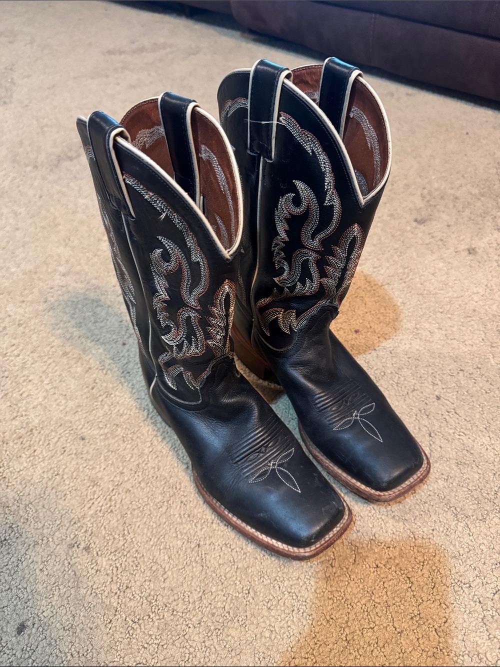 Nocona Boots Men's Black Western Cowboy Boots with Embroidered Detail 7.5B